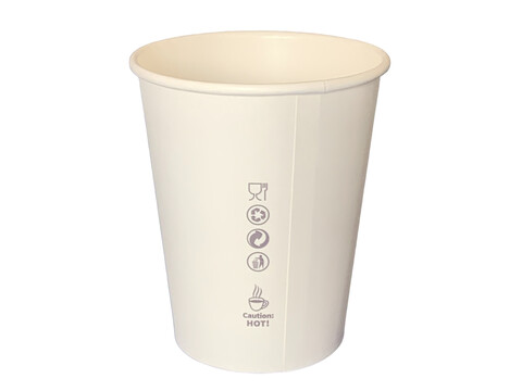 Bio Kaffeebecher wei 300 ml/ 12oz,  90 mm